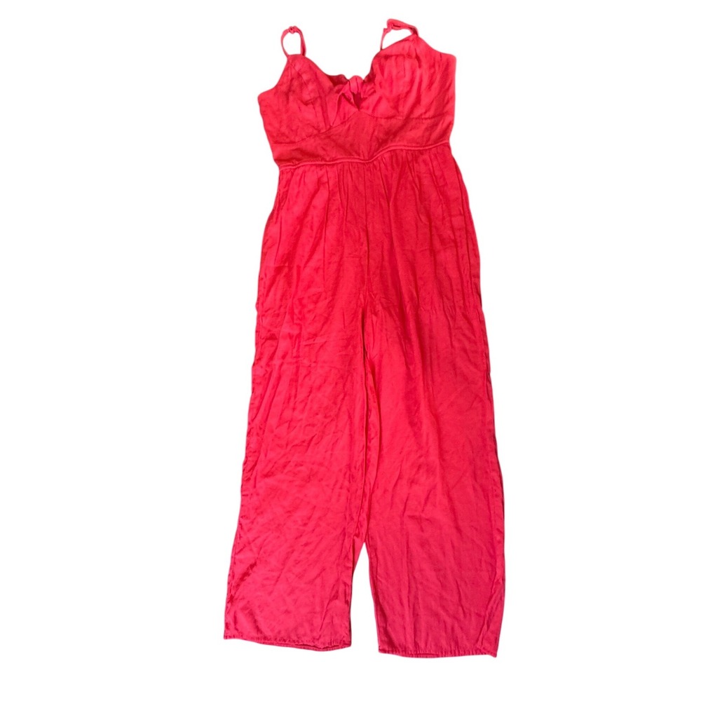 Mi Ami Jumpsuit Red Bow Front Wide Leg Cropped Sleeveless Women's‎ Size S